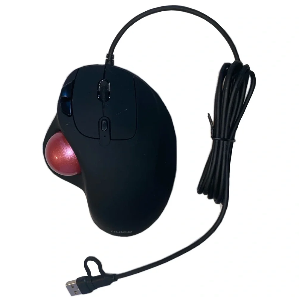 Nulea M509 Wired Trackball Mouse Ergonomic Thumb Control Type C USB, Pink